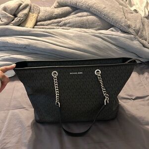 Michael Kors Gray Tote with Chain Accents